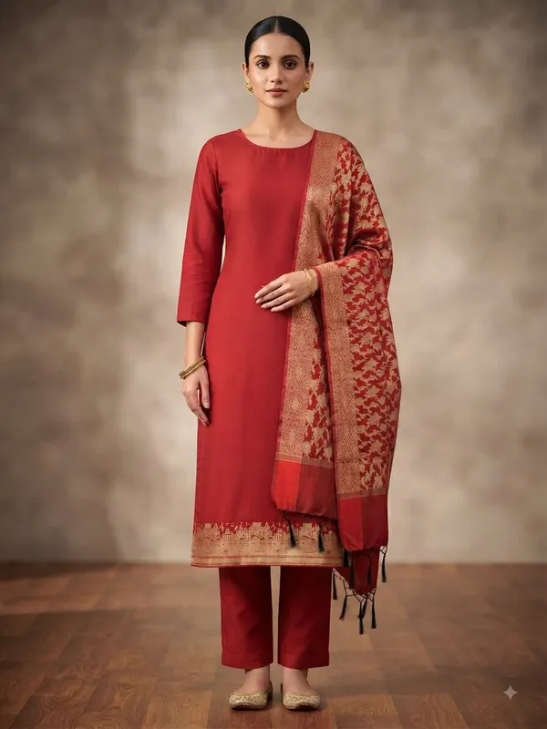 Maroon_Banarasi_Unstitched_Suit_Fabric_|_Cotton_Silk_Dress_Material_with_Zari_Weaving