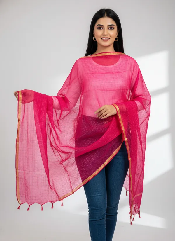 Rani_Banarasi_Moonga_Check_Dupatta_For_Women