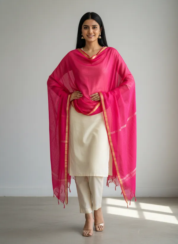 Rani_Banarasi_Moonga_Check_Dupatta_For_Women