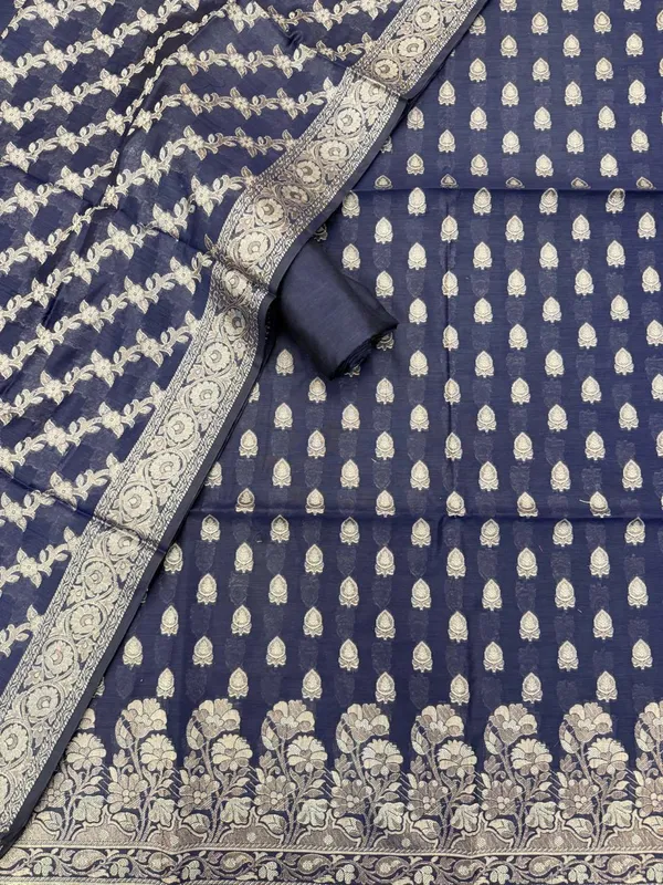 Navy_Blue_Banarasi_Unstitched_Suit_Fabric_|_Cotton_Silk_Dress_Material_with_Zari_Weaving