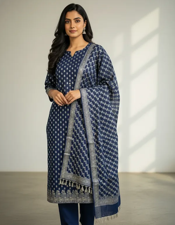 Navy_Blue_Banarasi_Unstitched_Suit_Fabric_|_Cotton_Silk_Dress_Material_with_Zari_Weaving