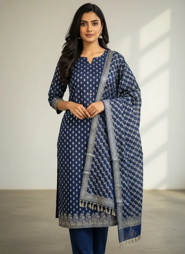 Navy_Blue_Banarasi_Unstitched_Suit_Fabric_|_Cotton_Silk_Dress_Material_with_Zari_Weaving