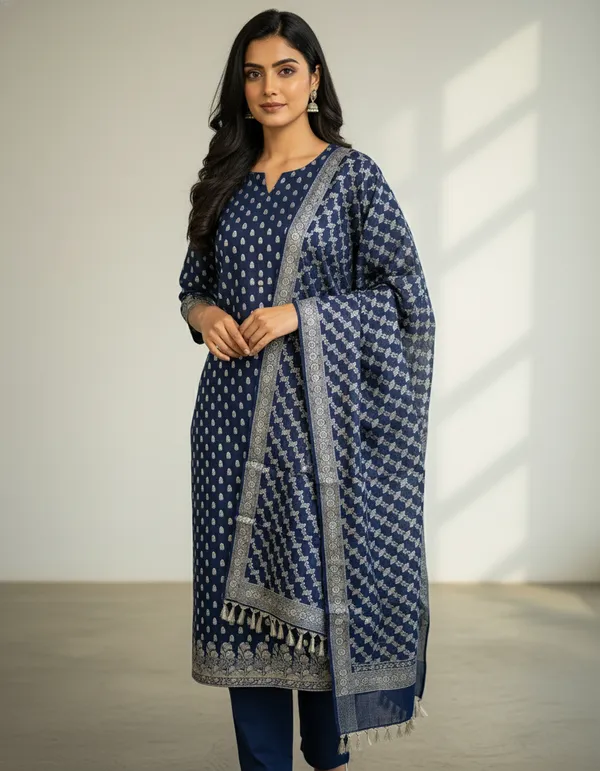 Navy_Blue_Banarasi_Unstitched_Suit_Fabric_|_Cotton_Silk_Dress_Material_with_Zari_Weaving