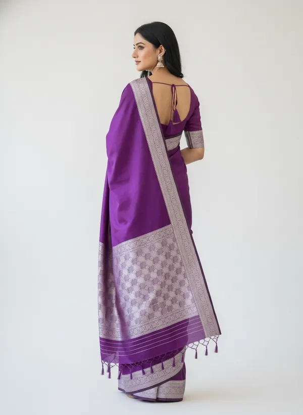 Purple_Banarasi_Plain_Border_Silk_Saree_with_Heavy_Aachal