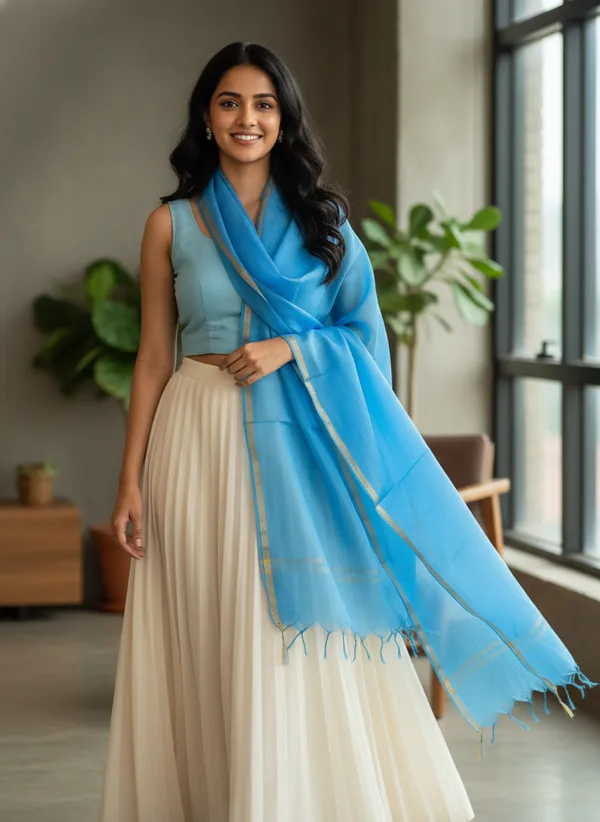 Light_Blue_Banarasi_Plain_Dupatta_with_Zari_Border_for_Women_|_Lightweight_Traditional_Ethnic_Dupatta