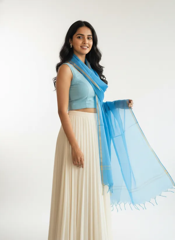 Light_Blue_Banarasi_Plain_Dupatta_with_Zari_Border_for_Women_|_Lightweight_Traditional_Ethnic_Dupatta