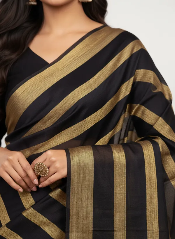 Black_Banarasi_Stripe_Dupatta_For_Women