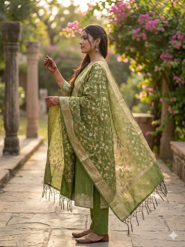 Mehndi_Banarasi_Unstitched_Suit_Fabric_|_Cotton_Silk_Dress_Material_with_Zari_Weaving