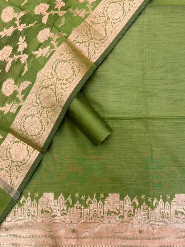 Mehndi_Banarasi_Unstitched_Suit_Fabric_|_Cotton_Silk_Dress_Material_with_Zari_Weaving