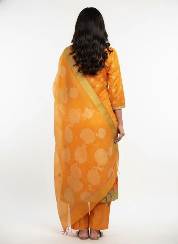 Mustard_Yellow_Banarasi_Women's_Unstitched_Suit_Material_With_Dupatta_For_Women