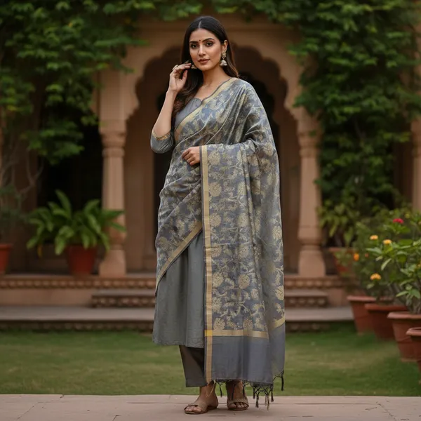 Grey_Banarasi_Cotton_Zari_Weaved_Dupatta