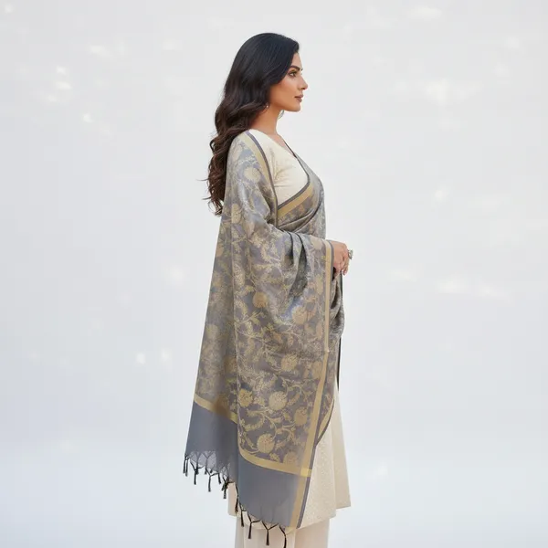Grey_Banarasi_Cotton_Zari_Weaved_Dupatta