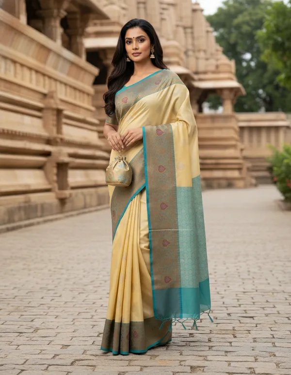 Yellow_Banarasi_Silk_Saree_with_Contrast_Aachal