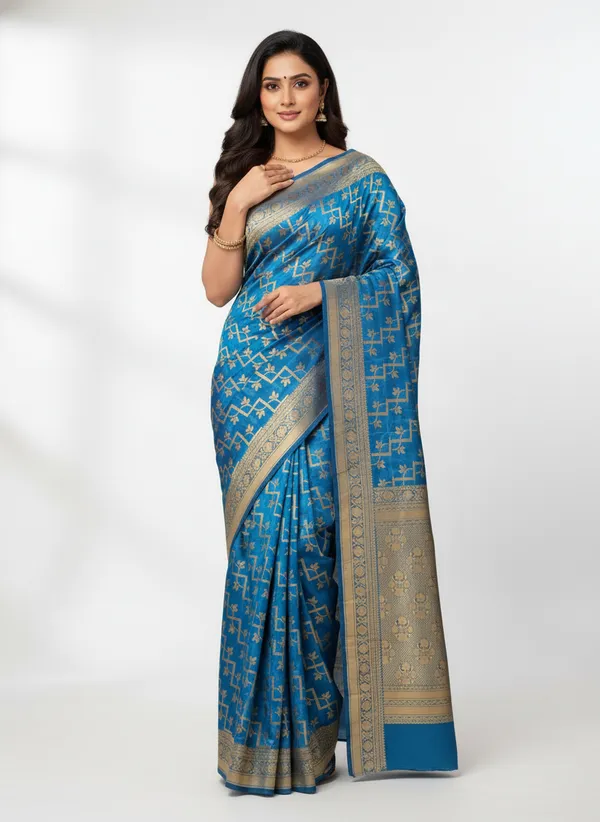 Blue_Banarasi_Silk_Zari_Weaved_Saree