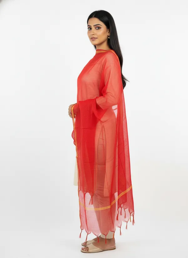 Red_Banarasi_Moonga_Check_Dupatta_For_Women
