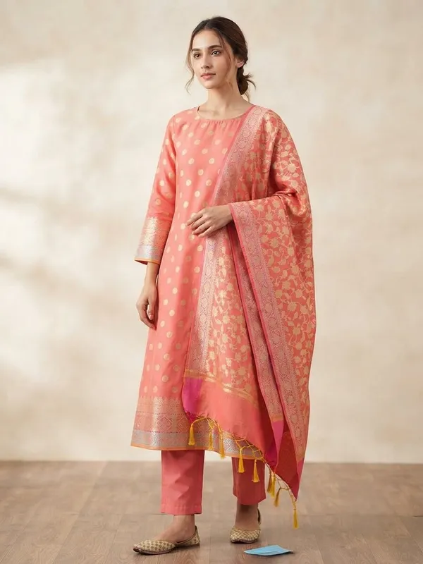 Light_Pink_Banarasi_Cotton_Silk_Unstitched_Suit_Fabric_With_Dupatta_For_Women