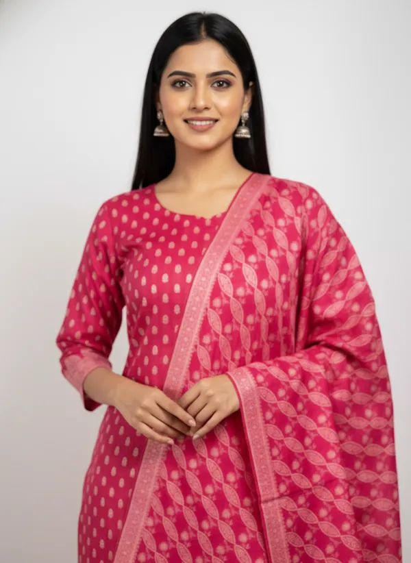 Rani_Pink_Banarasi_Unstitched_Suit_Fabric_|_Cotton_Silk_Dress_Material_with_Zari_Weaving