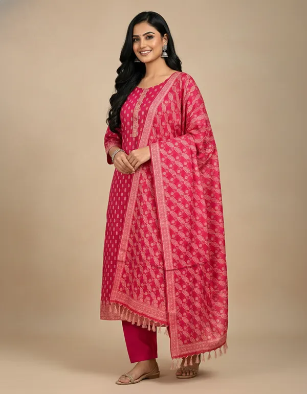 Rani_Pink_Banarasi_Unstitched_Suit_Fabric_|_Cotton_Silk_Dress_Material_with_Zari_Weaving
