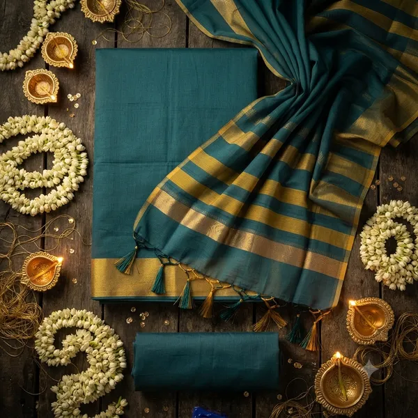 Sea_Green_Banarasi_Cotton_Silk_Plain_Zari_Border_Unstitched_Suit_Set_with_Dupatta_|_Womens_Festive_Ethnic_Wear