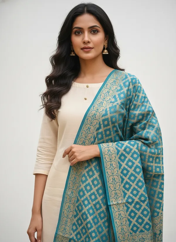 Sea_Green_Banarasi_Cotton_Zari_Weaved_Stole