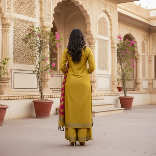 Musturd_Yellow_Banarasi_Cotton_Silk_Plain_Zari_Border_Unstitched_Suit_Set_with_Dupatta_|_Womens_Festive_Ethnic_Wear