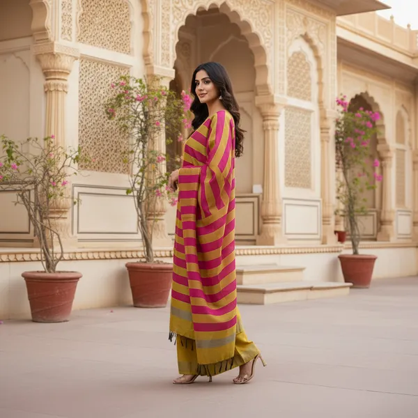 Musturd_Yellow_Banarasi_Cotton_Silk_Plain_Zari_Border_Unstitched_Suit_Set_with_Dupatta_|_Womens_Festive_Ethnic_Wear