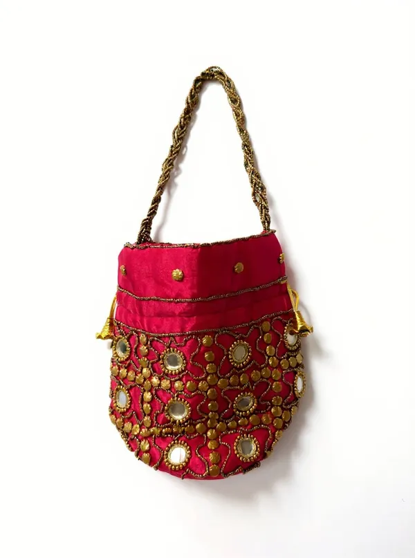 Pink_colour_Handcrafted_Banarasi_Brocade_Potli_Bag_with_Drawstring_Closure