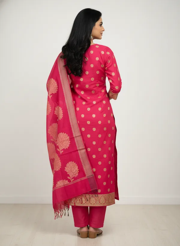 Rani_Pink_Banarasi_Women's_Unstitched_Suit_Material_With_Dupatta_For_Women