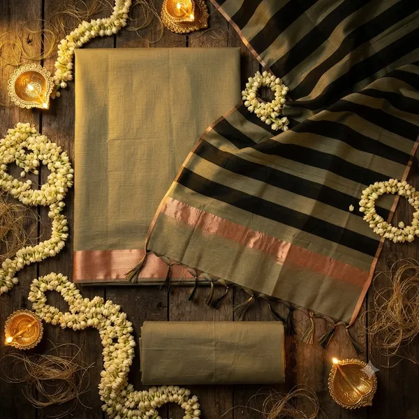 Green_Banarasi_Cotton_Silk_Plain_Zari_Border_Unstitched_Suit_Set_with_Dupatta_|_Womens_Festive_Ethnic_Wear