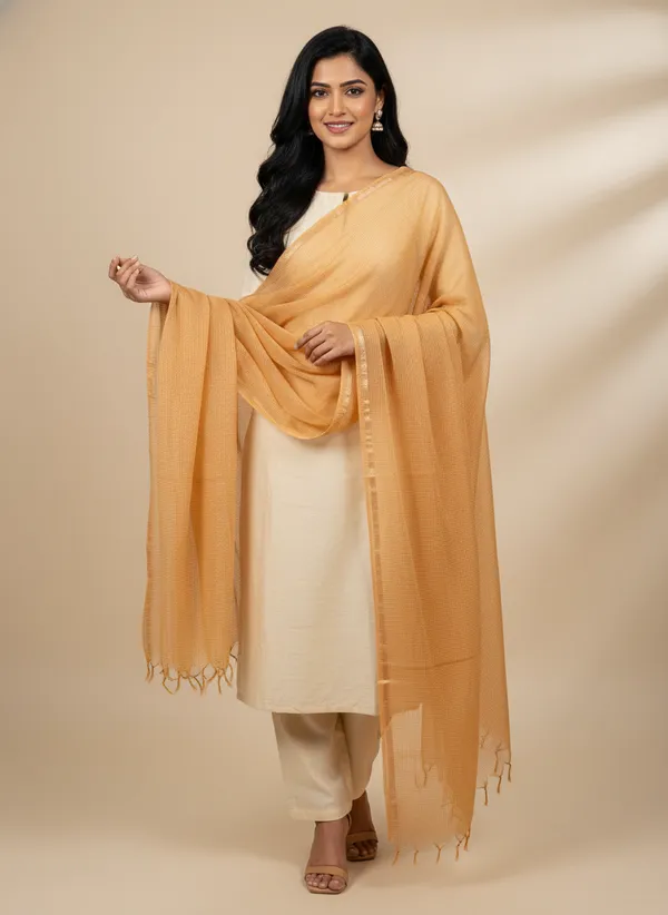Beige_Banarasi_Moonga_Check_Dupatta_For_Women