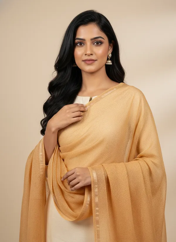 Beige_Banarasi_Moonga_Check_Dupatta_For_Women