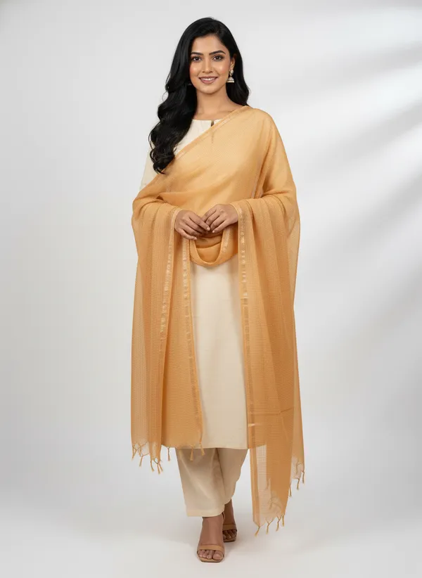Beige_Banarasi_Moonga_Check_Dupatta_For_Women