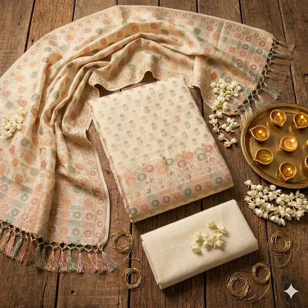 Cream_Unstitched_Suit_Fabric_|_Cotton_Silk_Dress_Material_with_Thread_Weaving