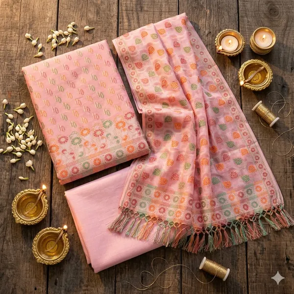 Light_Pink_Unstitched_Suit_Fabric_|_Cotton_Silk_Dress_Material_with_Thread_Weaving