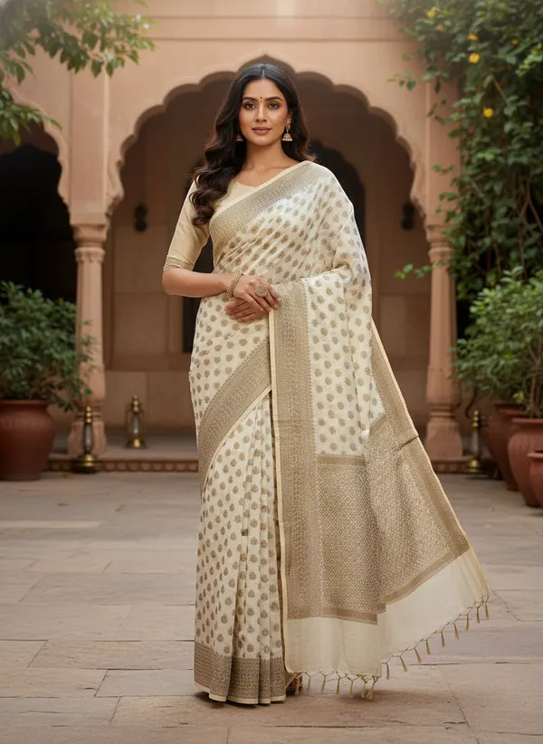 Cream_Banarasi_Kota_Silk_Zari_Weaved_Saree