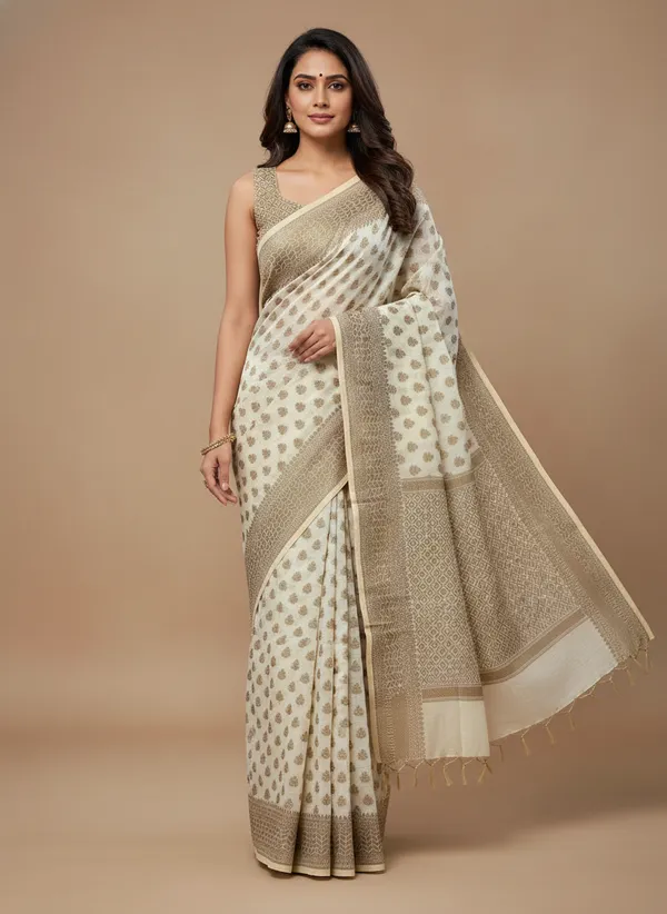 Cream_Banarasi_Kota_Silk_Zari_Weaved_Saree