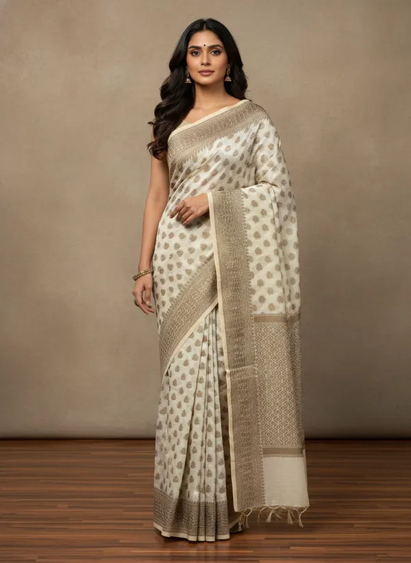 Cream_Banarasi_Kota_Silk_Zari_Weaved_Saree