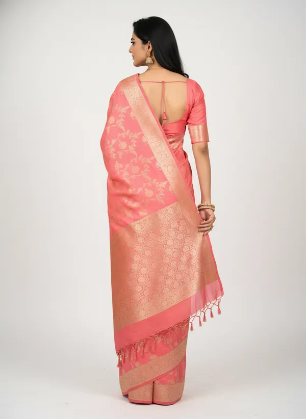 Peach_Banarasi_Silk_Jaal_Work_Zari_Weaved_Saree