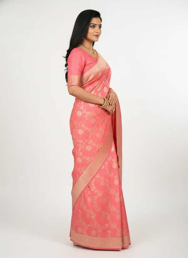 Peach_Banarasi_Silk_Jaal_Work_Zari_Weaved_Saree