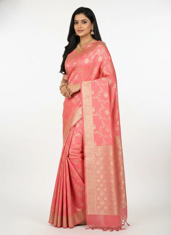 Peach_Banarasi_Silk_Jaal_Work_Zari_Weaved_Saree