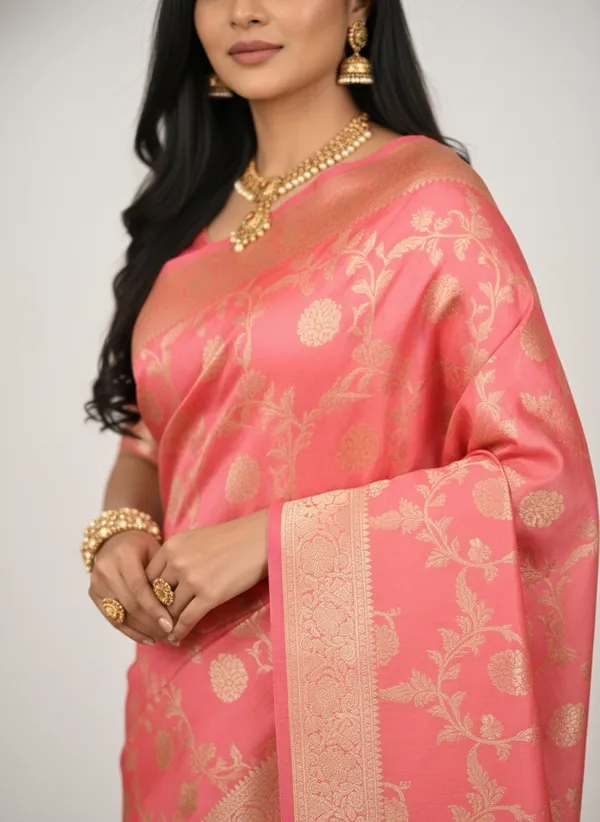 Peach_Banarasi_Silk_Jaal_Work_Zari_Weaved_Saree