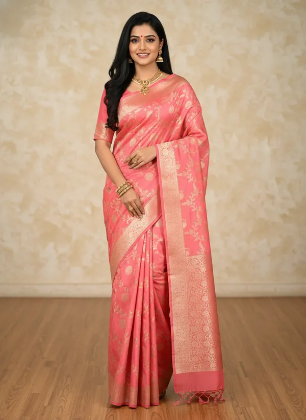 Peach_Banarasi_Silk_Jaal_Work_Zari_Weaved_Saree