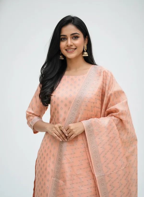 Peach_Banarasi_Mashru_Silk_Unstitched__Suit_Set_with_Dupatta_|_Womens_Festive_Ethnic_Wear