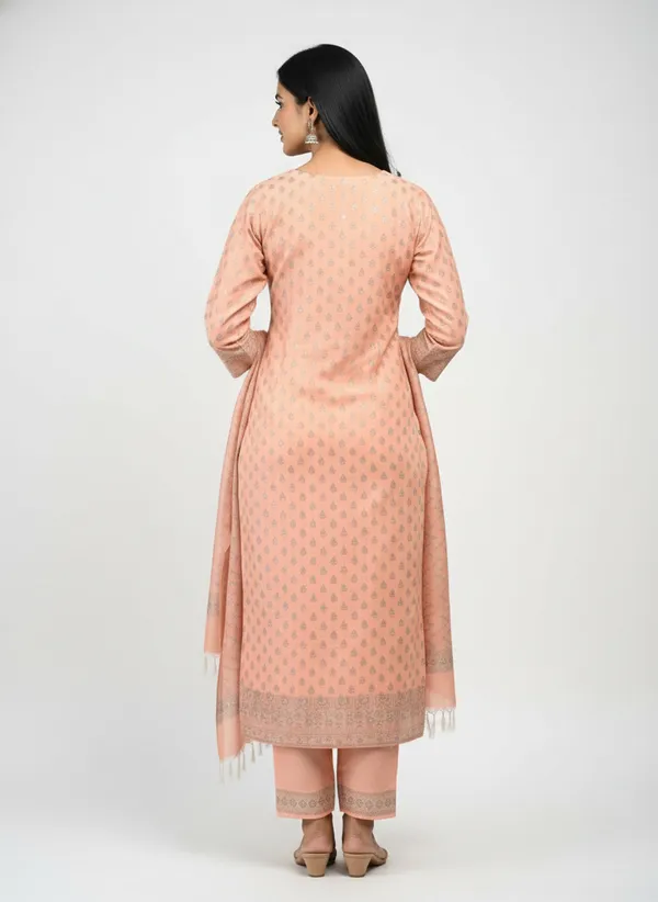 Peach_Banarasi_Mashru_Silk_Unstitched__Suit_Set_with_Dupatta_|_Womens_Festive_Ethnic_Wear