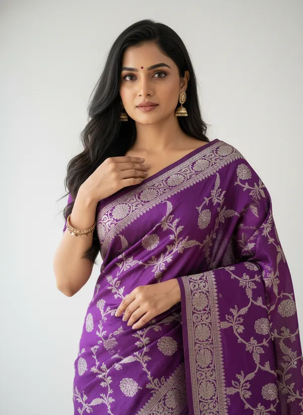 Purple_Banarasi_Silk_Jaal_Work_Zari_Weaved_Saree