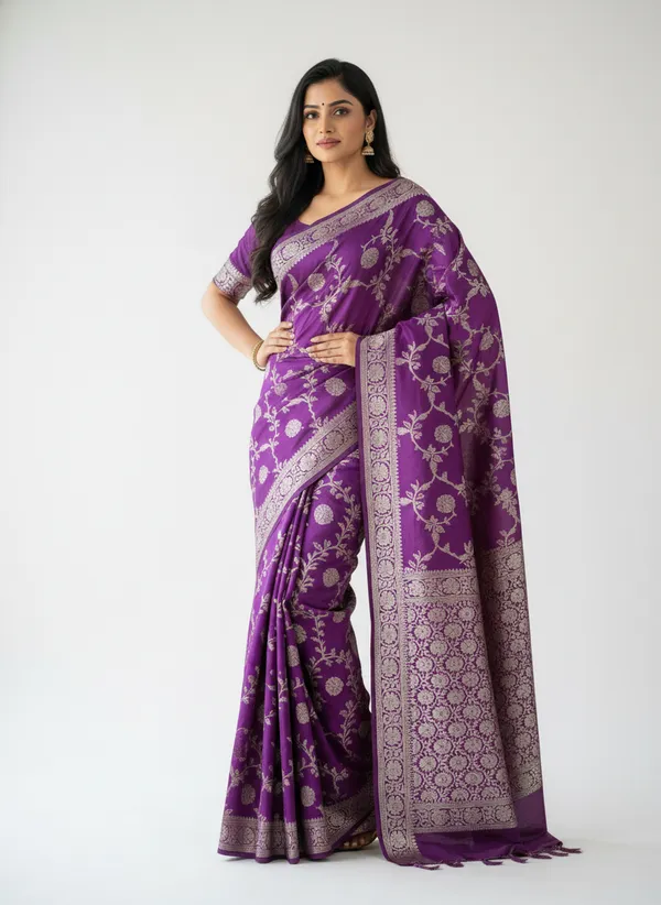 Purple_Banarasi_Silk_Jaal_Work_Zari_Weaved_Saree