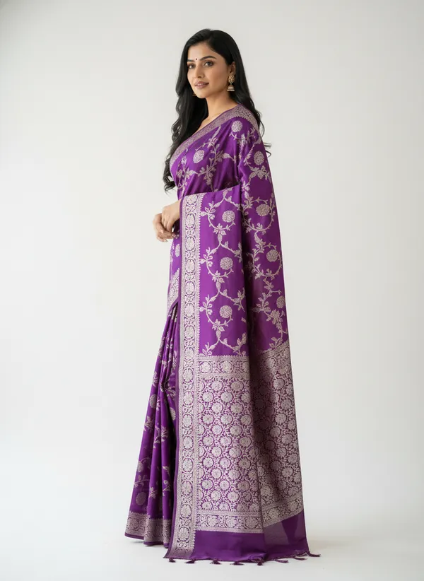 Purple_Banarasi_Silk_Jaal_Work_Zari_Weaved_Saree