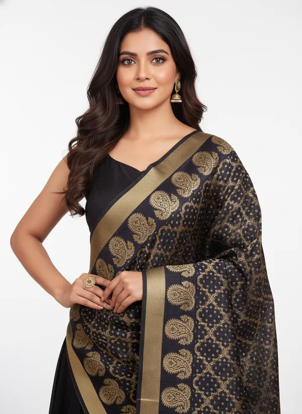 Black_Banarasi_Cotton_Zari_Weaved_Dupatta