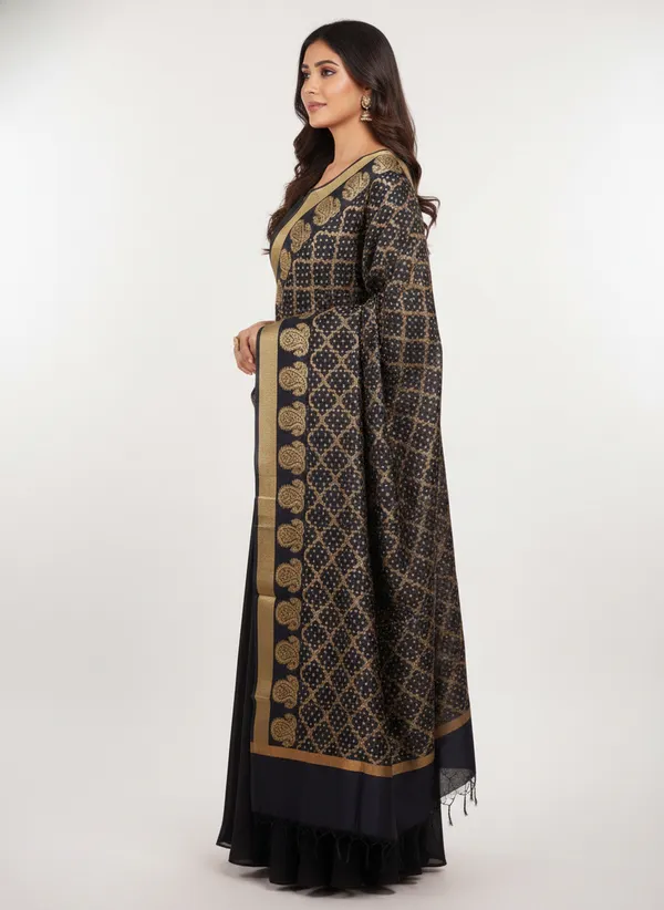 Black_Banarasi_Cotton_Zari_Weaved_Dupatta