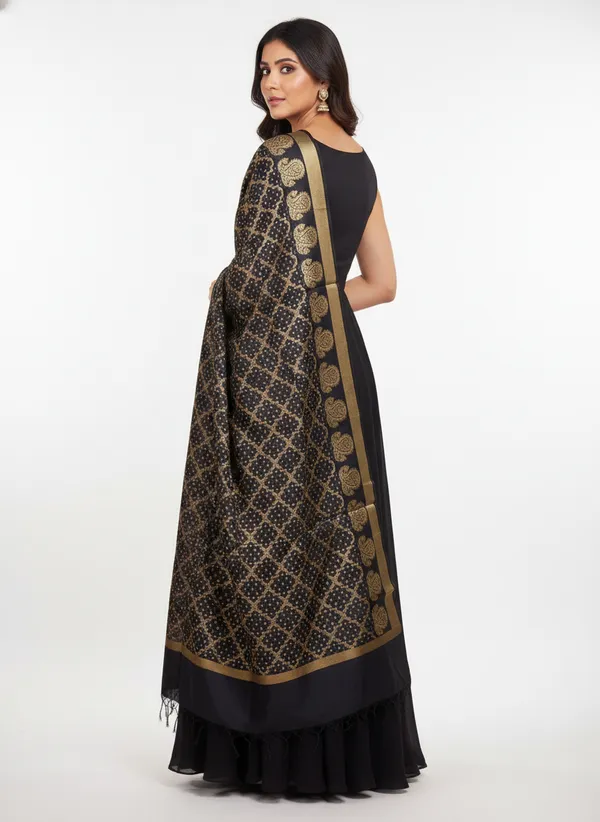 Black_Banarasi_Cotton_Zari_Weaved_Dupatta